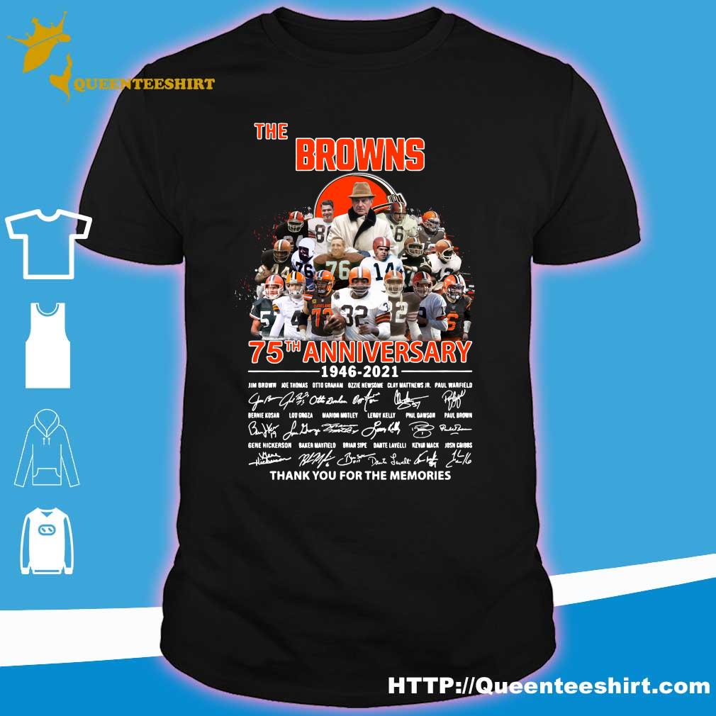 The Browns 75th anniversary thank you for the memories signatures shirt,  hoodie, sweater, long sleeve and tank top